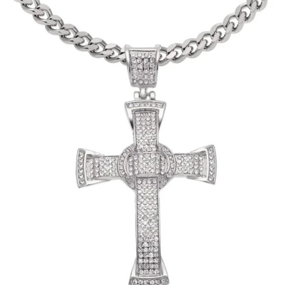 New 18k gold Hip Hop Rapper Iced Out Crystal Cross - Picture 4 of 9